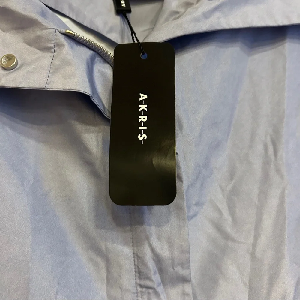 Akris-Valdemar Wink Print Taffeta Parka Jacket Periwinkle Blue Multi Size 12 - Picture 6 of 9